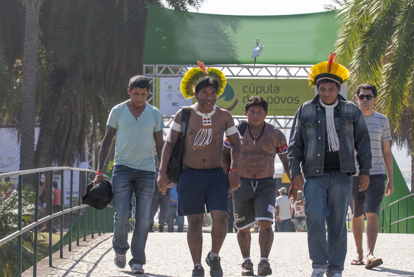 Rio+20 United Nations Conference on Sustainable Development Kayapo Indians Arriving at the People's Summit